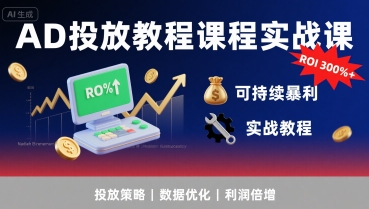 AD投放教程课程实战课,实现广告ROI300%+可持续暴利 AD投放教程课程实战课,实现广告ROI300%+可持续暴利
