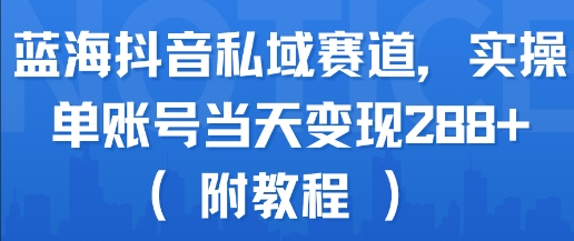 蓝海抖音私域赛道,实操单账号当天变现288+(附教程) 蓝海抖音私域赛道,实操单账号当天变现288+(附教程)